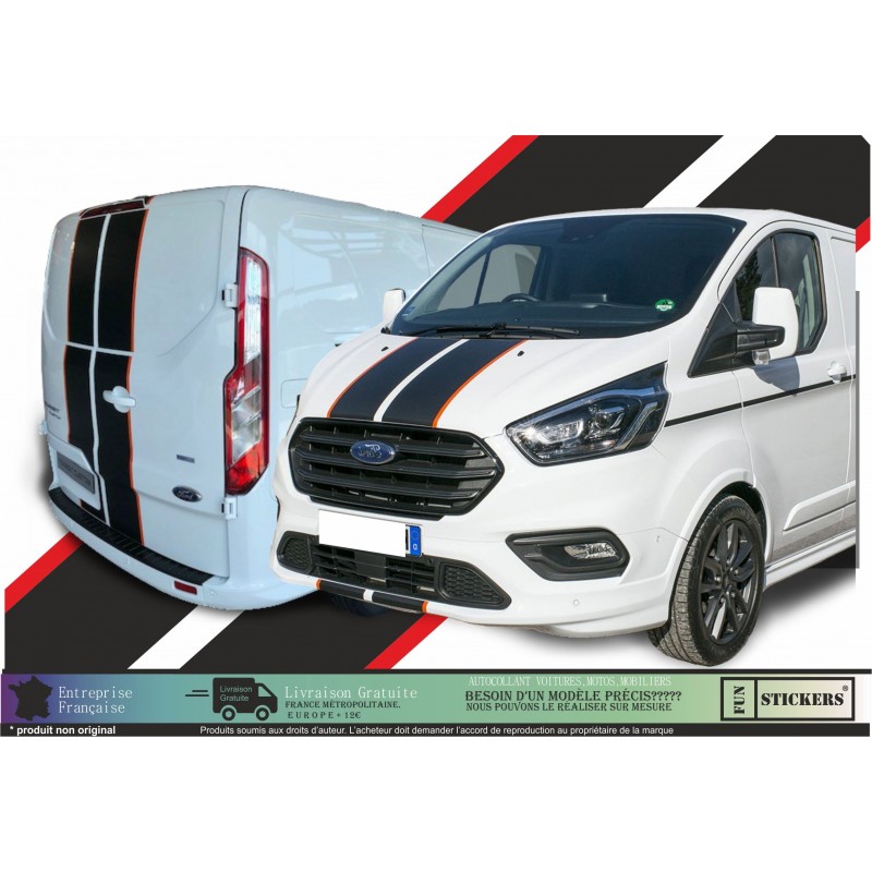 Kit décoration Ford Transit Custom - Bandes capot hayon latérales